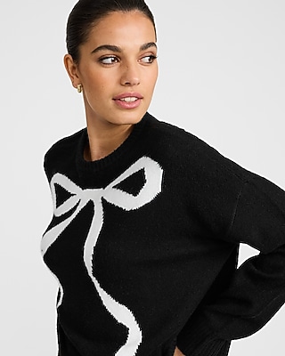 Cloud Soft Bow Graphic Crew Neck Sweater