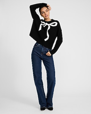 Cloud Soft Bow Graphic Crew Neck Sweater