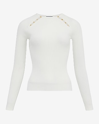 Airy Soft Fitted Ribbed Hardware Sweater