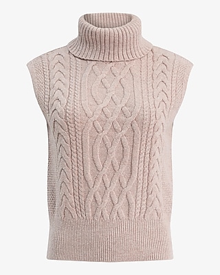 Cable Knit Turtleneck Sweater Vest