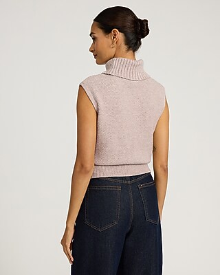Cable Knit Turtleneck Sweater Vest