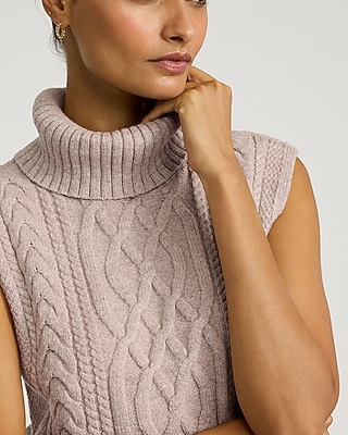 Cable Knit Turtleneck Sweater Vest