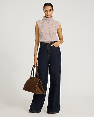 Cable Knit Turtleneck Sweater Vest