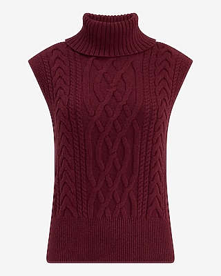 Cable Knit Turtleneck Sweater Vest