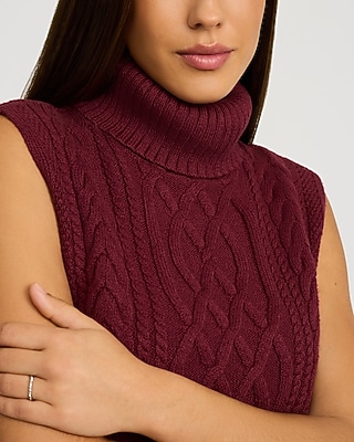 Cable Knit Turtleneck Sweater Vest