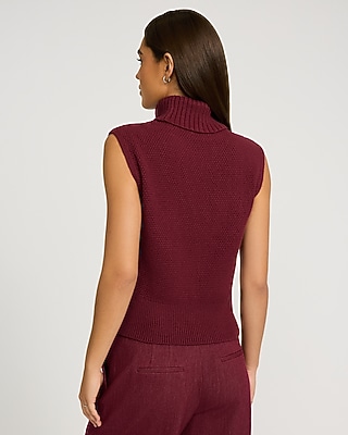 Cable Knit Turtleneck Sweater Vest