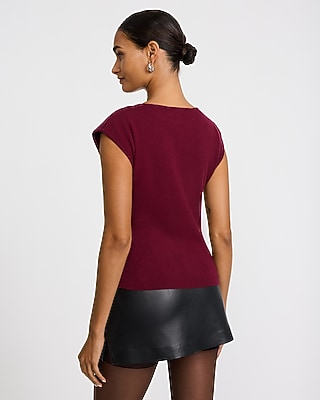 Fitted Crew Neck Cap Sleeve Sweater