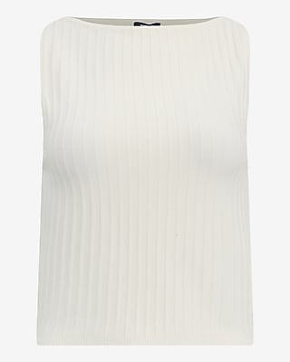 Textured Boat Neck Fitted Sweater Tank