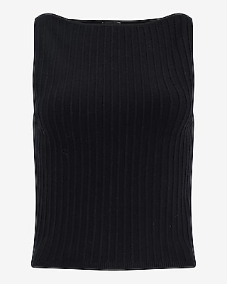 Textured Boat Neck Fitted Sweater Tank
