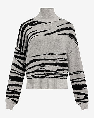 Zebra Mock Neck Sweater