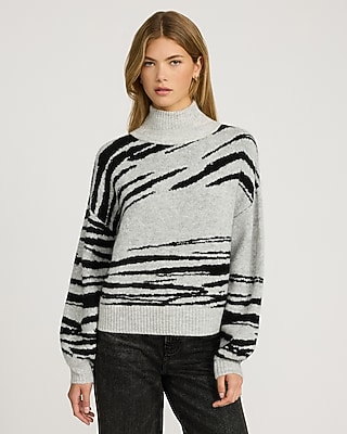 Zebra Mock Neck Sweater