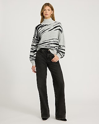Zebra Mock Neck Sweater