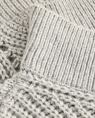 Open Stitch Shawl Neck Puff Sleeve Sweater