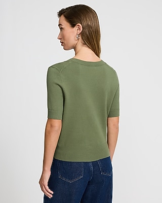 Airy Soft V-Neck Skimming Short Sleeve Sweater - image 2
