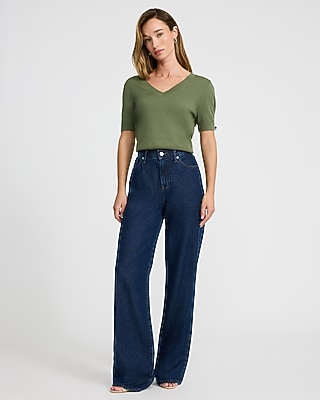 Airy Soft V-Neck Skimming Short Sleeve Sweater - image 3