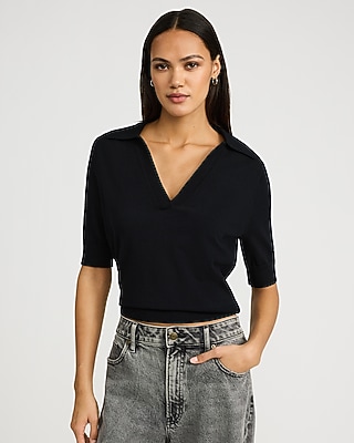 Airy Soft Short Sleeve Sweater Polo - image 5