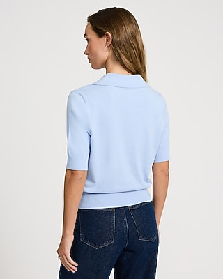 Airy Soft Short Sleeve Sweater Polo - image 2