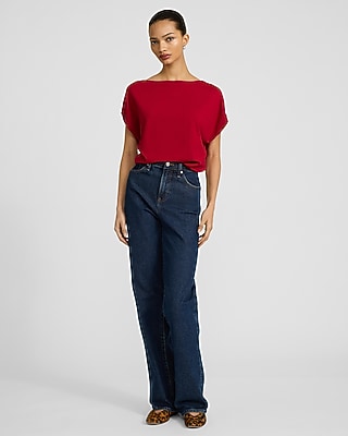 Airy Soft Short Sleeve Dolman Sweater