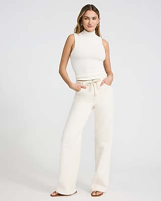 Fitted Mock Neck Sleeveless Sweater