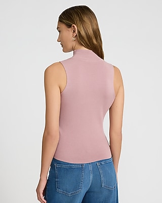 Fitted Mock Neck Sleeveless Sweater