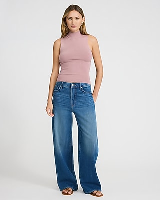 Fitted Mock Neck Sleeveless Sweater
