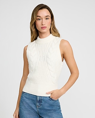Cable Knit Mock Neck Sweater Tank | Express