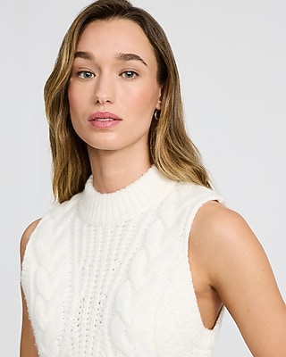Cable Knit Crew Neck Sweater Tank