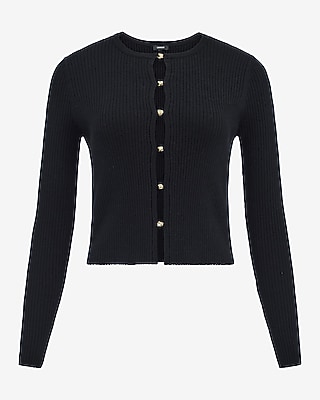 Airy Soft Fitted Ribbed Open Front Hardware Sweater