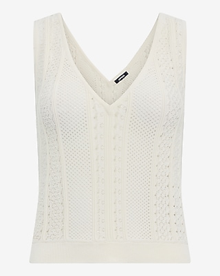Textured Pointelle V-Neck Sweater Tank