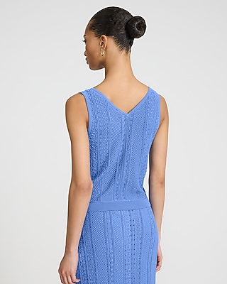 Textured Pointelle V-Neck Sweater Tank