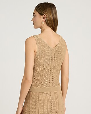 Textured Pointelle V-Neck Sweater Tank