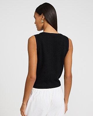 Open Stitch V-Neck Button Front Sweater Vest - image 3