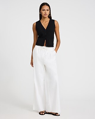 Open Stitch V-Neck Button Front Sweater Vest - image 4