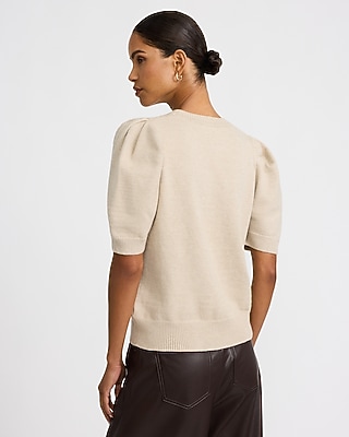Crew Neck Puff Sleeve Sweater