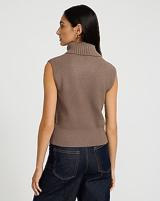Cable Knit Turtleneck Sleeveless Sweater