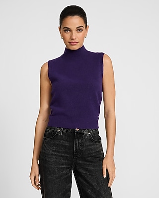 Wool-Blend Mock Neck Sweater Tank