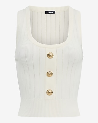 Scoop Neck Novelty Button Sweater Tank