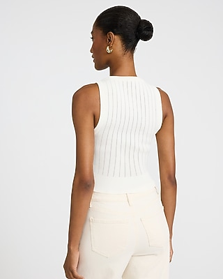 Scoop Neck Novelty Button Sweater Tank