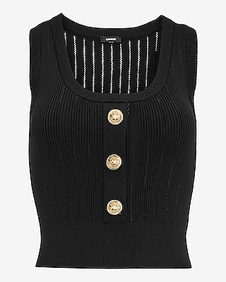 Scoop Neck Novelty Button Sweater Tank