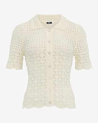 Open Stitch Crochet Short Sleeve Cardigan