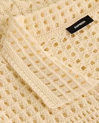 Open Stitch Crochet Short Sleeve Sweater Polo