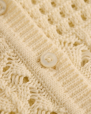 Open Stitch Crochet Short Sleeve Sweater Polo