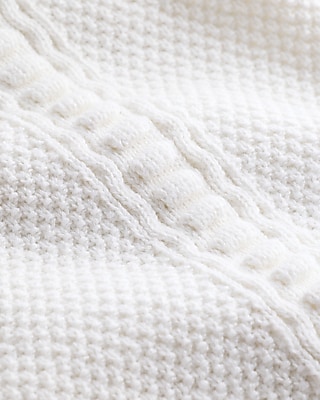 Cotton Textured Crew Neck Puff Sleeve Sweater