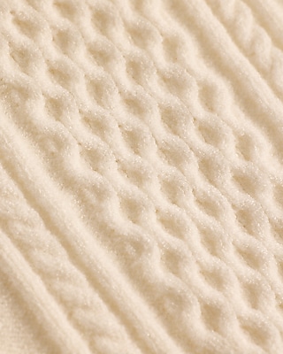 Cable Knit Crew Neck Puff Sleeve Sweater