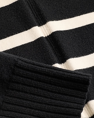 Plush Airy Soft Striped Crew Neck Wide Sleeve Sweater