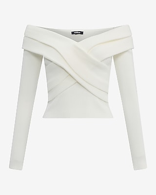 Off The Shoulder Crossover Front Sweater