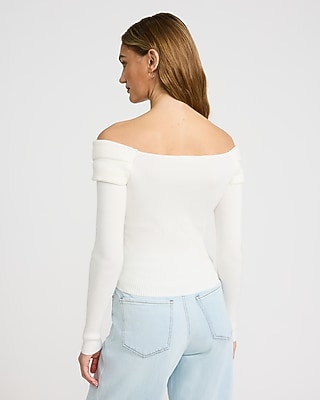 Off The Shoulder Crossover Front Sweater
