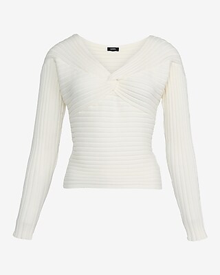 Ribbed V-Neck Twist Front Sweater - image 5