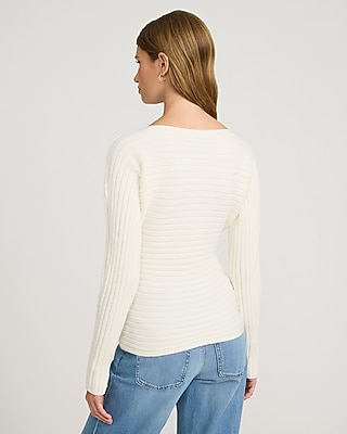 Ribbed V-Neck Twist Front Sweater - image 3