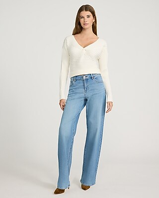 Ribbed V-Neck Twist Front Sweater - image 4